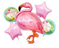 Folienballonset Flamingo 70cm & 4x45cm Stern & Rund