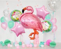 Folienballonset Flamingo 70cm & 4x45cm Stern & Rund