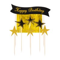 Cake Topper Happy Birthday gold & 6x Sterne