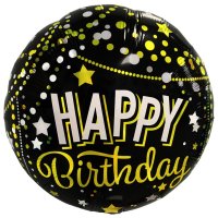 Folienballon Happy Birthday schwarz gold silber 45cm