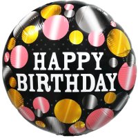 Folienballon Happy Birthday Konfetti schwarz gold 45cm