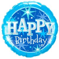 Folienballon Happy Birthday Sterne blau 45cm