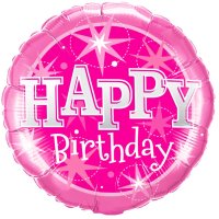 Folienballon Happy Birthday Sterne pink 45cm