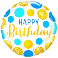 Folienballon Happy Birthday blau gold 45cm