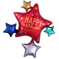 Folienballon Happy Birthday Sterne rot 75cm