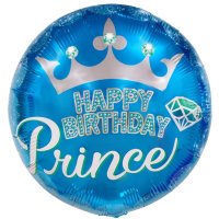 Folienballon Happy Birthday Prince blau 45cm