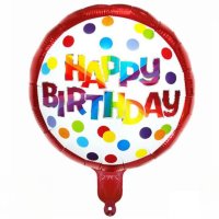 Folienballon Happy Birthday Dots rot 45cm