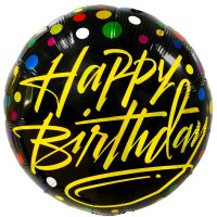 Folienballon Happy Birthday schwarz gold 45cm