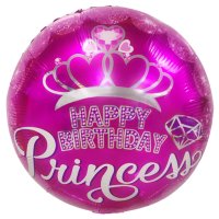 Folienballon Happy Birthday Princess pink 45cm