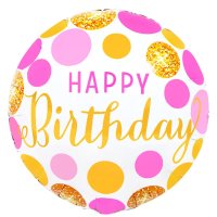 Folienballon Happy Birthday pink weiß gold 45cm