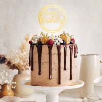 Cake Topper Happy Birthday rund gold 17cm