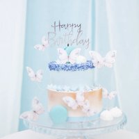 Cake Topper Happy Birthday silber 13cm