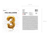 Folienballon Zahl Nr. 3 gold 86cm