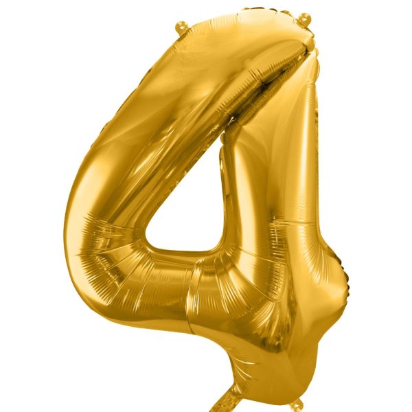 Folienballon Zahl Nr. 4 gold 86cm
