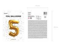 Folienballon Zahl Nr. 5 gold 86cm