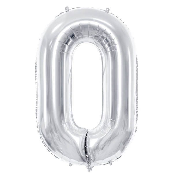 Folienballon Zahl Nr. 0 silber 86cm