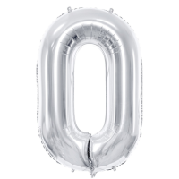 Folienballon Zahl Nr. 0 silber 86cm