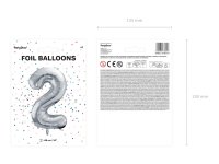 Folienballon Zahl Nr. 2 silber 86cm
