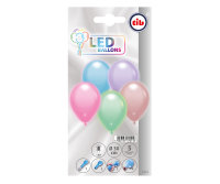 5x Latexballon LED bunt pastell 23cm