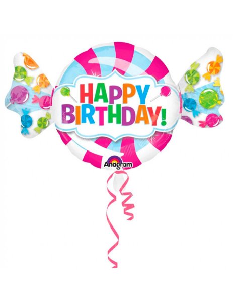 Folienballon Bonbon bunt Happy Birthday 101cm