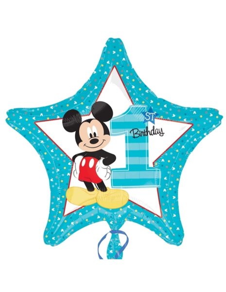 Folienballon Stern blau Nr. 1 Mickey Mouse 48cm