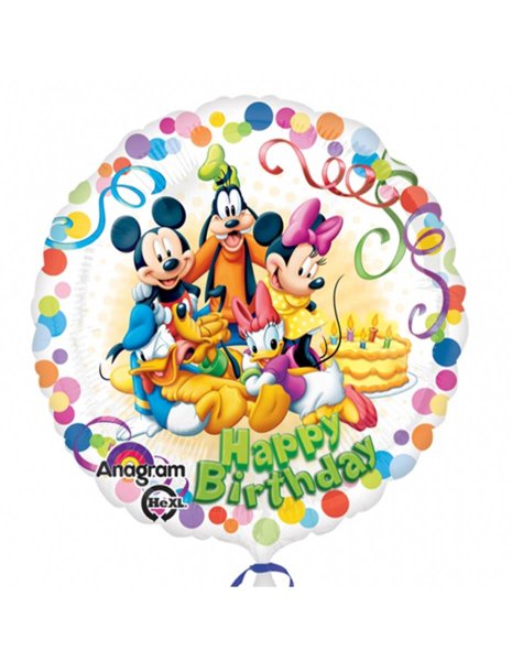 Folienballon rund Mickey und Freunde Happy Birthday grün 45cm
