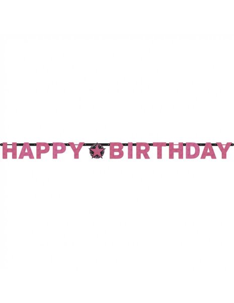 Banner Happy Birthday Sterne rosa 2m
