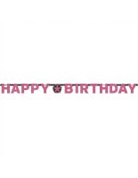 Banner Happy Birthday Sterne rosa 2m