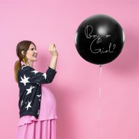 Giant Ballon schwarz Gender Reveal Konfetti rosa 1m